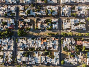 High angle view of buildings in city