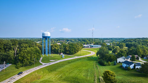 High angle view of cityscape against sky