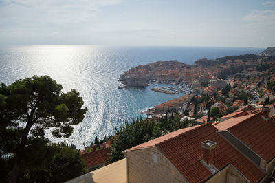 High angle view of sea against sky