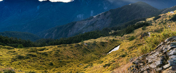 Scenic view of mountains against sky