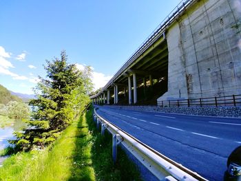 View of bridge against clear blue sky