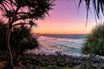 Scenic view of sea during sunset