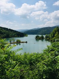 Scenic view of lake against sky