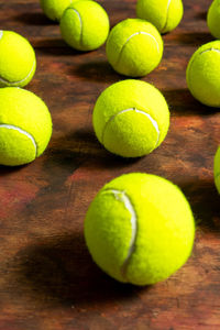 Close-up of green balls on table