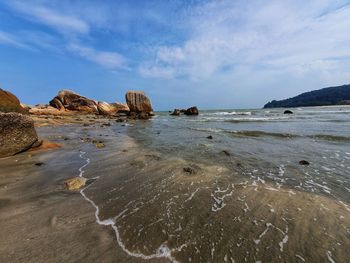 Scenic view of beach against sky