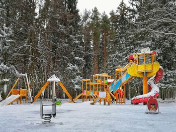 View of playground during winter