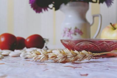 Close-up of food on table