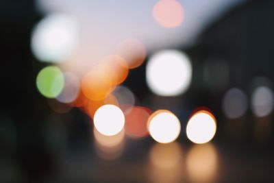 Defocused image of illuminated lights at night