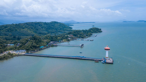 High angle view of sea against sky