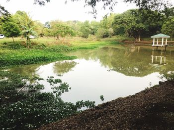 Scenic view of lake against sky