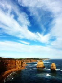 Scenic view of sea against cloudy sky