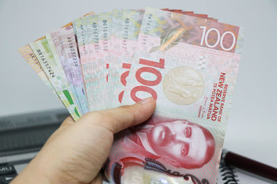 Close-up of hand holding paper currency