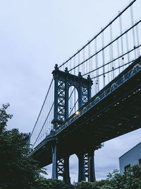 Low angle view of suspension bridge