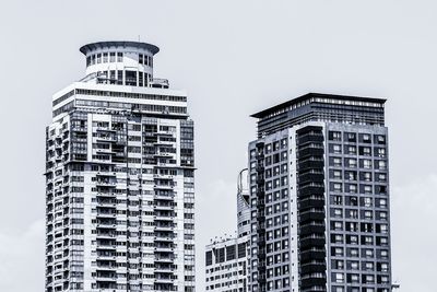 Low angle view of modern building against clear sky