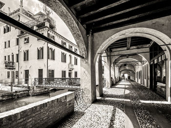 Empty corridor of historic building