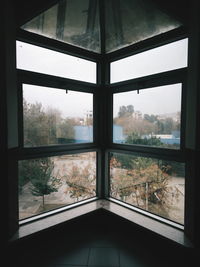 View of building through window