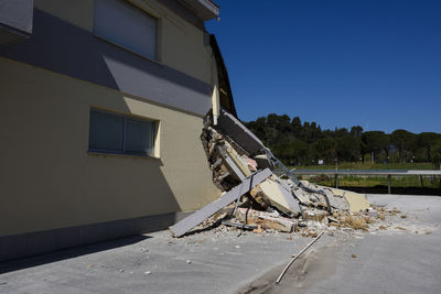 Building destroyed by a strong earthquake