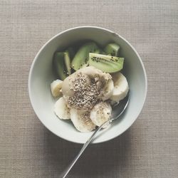 High angle view of food in plate