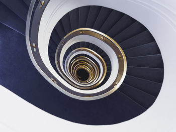 High angle view of spiral staircase in building