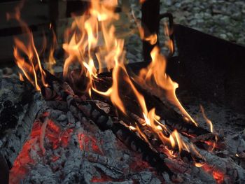 Close-up of campfire at night