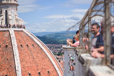 Tourists on domed structure