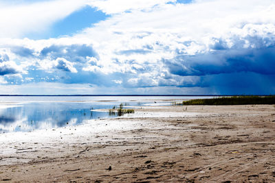 Scenic view of beach against sky