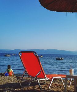 Scenic view of sea against clear sky