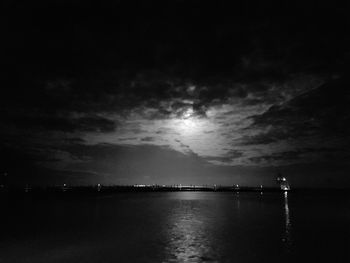 Scenic view of sea against sky at night