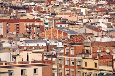 High angle view of buildings in city, barcelona 