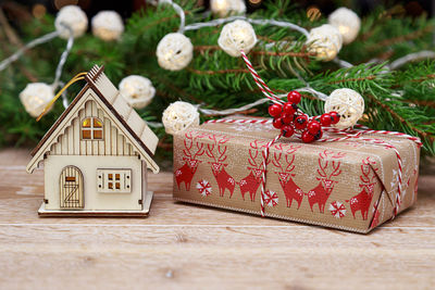 Close-up of christmas decorations on tree