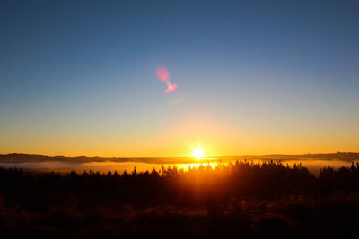 Scenic view of silhouette landscape against sky during sunset