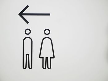 Close-up of information sign against white background