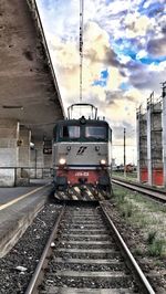 Train on railroad station platform