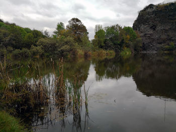 Scenic view of lake against sky