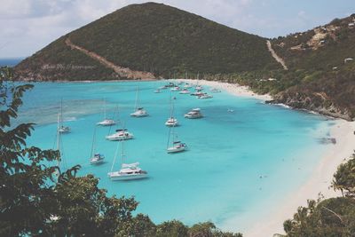 Scenic view of boats in sea