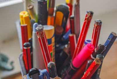 Close-up of objects on table