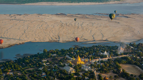 High angle view of people on beach