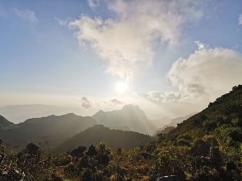 Scenic view of mountains against sky