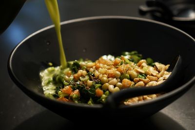 High angle view of vegetables in bowl