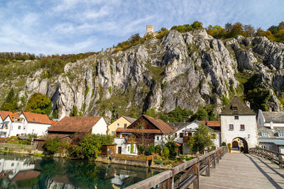 Idyllic view at the village markt essing in bavaria, germany with the altmuehl river