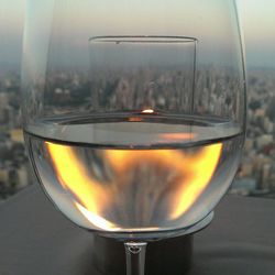 Close-up of wine glass on table