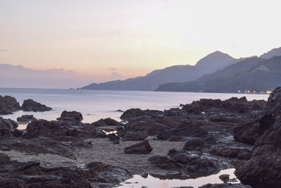 Scenic view of sea against sky during sunset