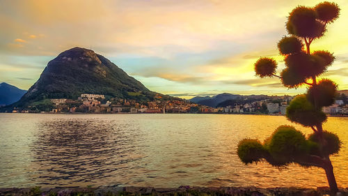 Scenic view of sea against sky during sunset