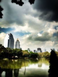 View of river against cloudy sky