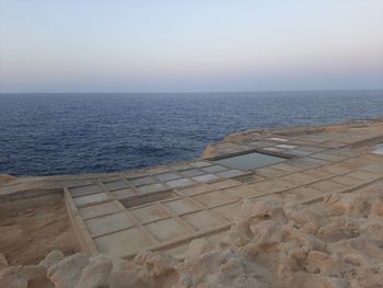 Scenic view of sea against clear sky