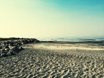 Scenic view of sea against clear sky