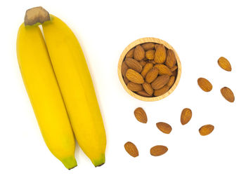 High angle view of fruits against white background