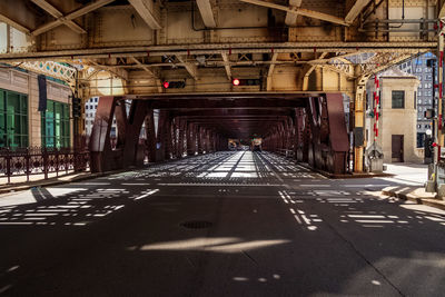View of bridge over road in city