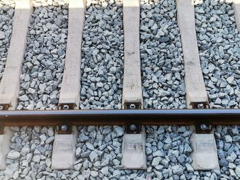 High angle view of railroad tracks