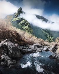 Scenic view of waterfall